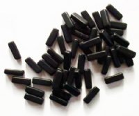 50 5x15mm Matte Black Glass Rectangle Beads